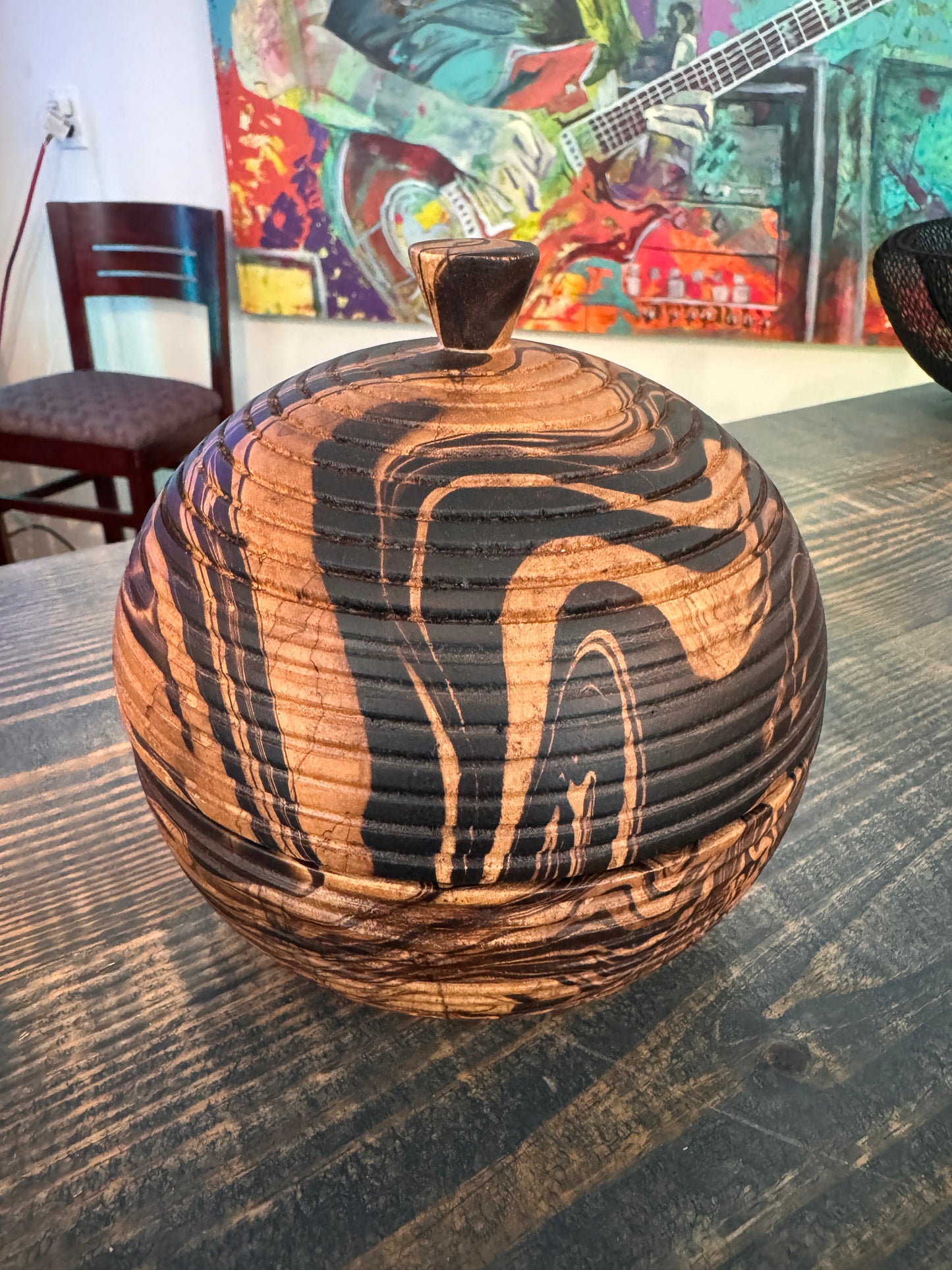 Smoked Mango Wood - large decorative bowl w/ lid