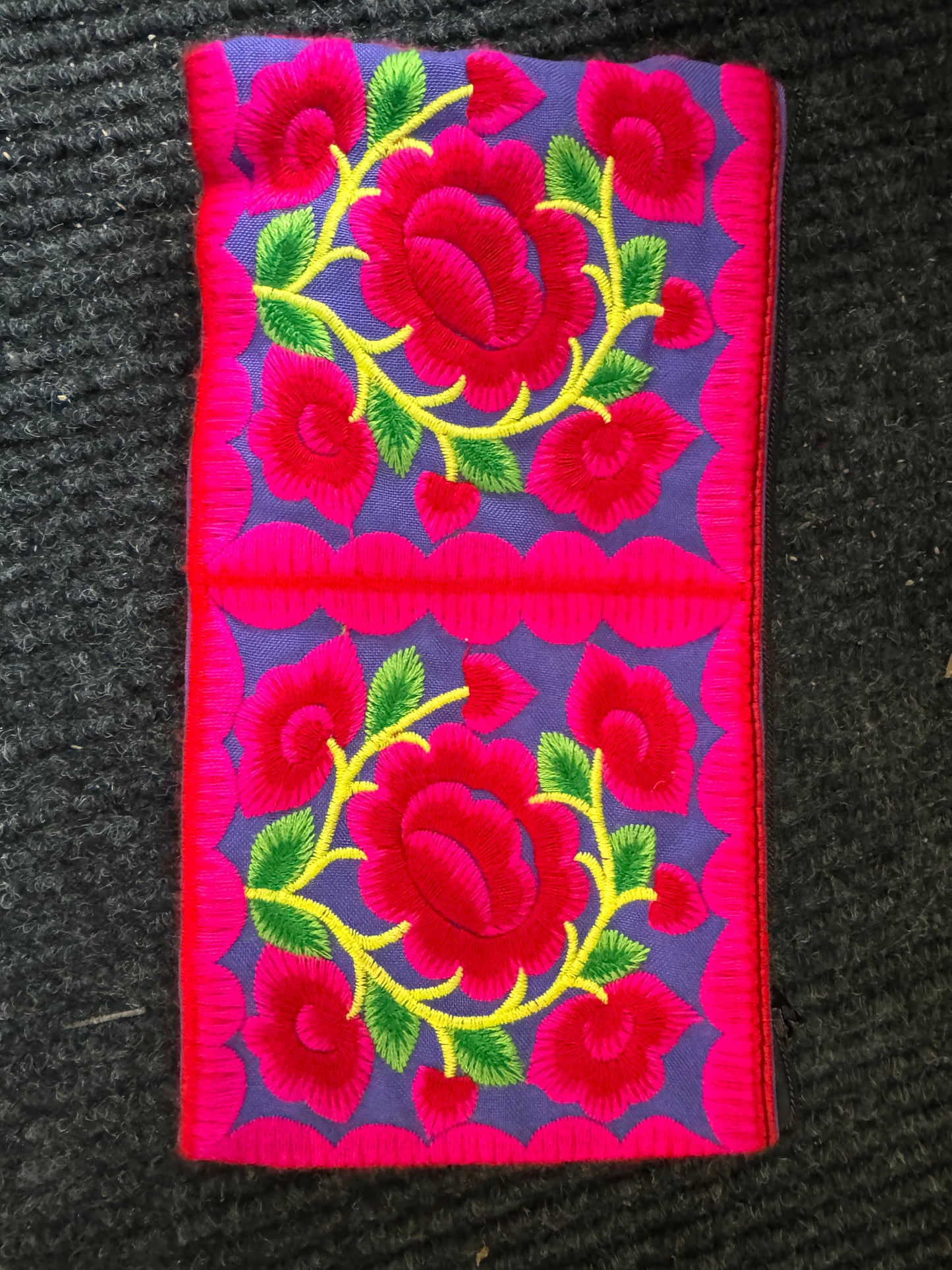 Embroidered Thai Zipper Wallet Large