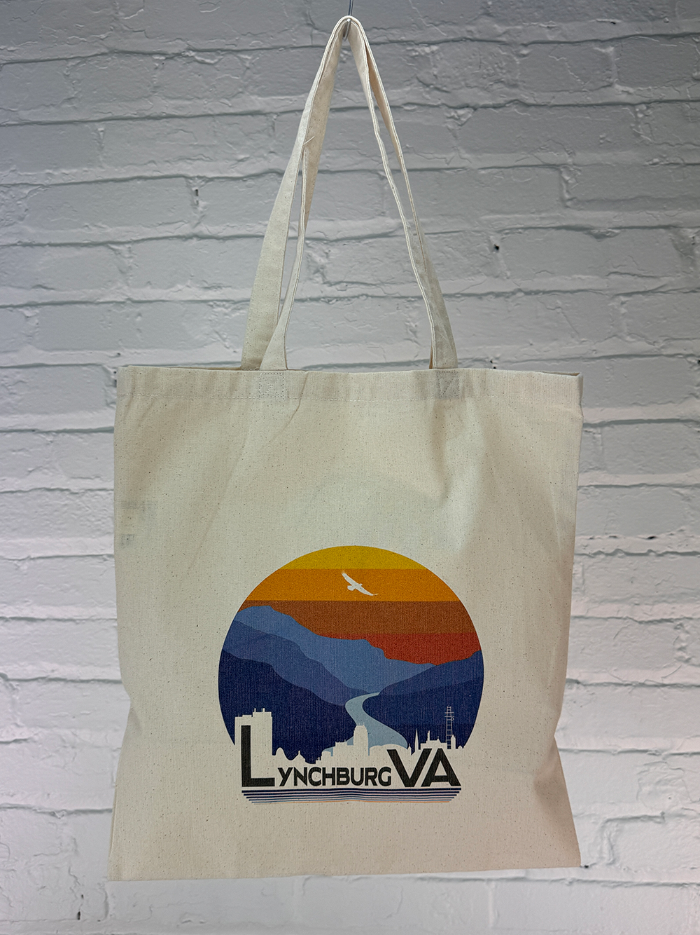 Natural Lynchburg Cotton Linen Colorful Skyline Tote Bag